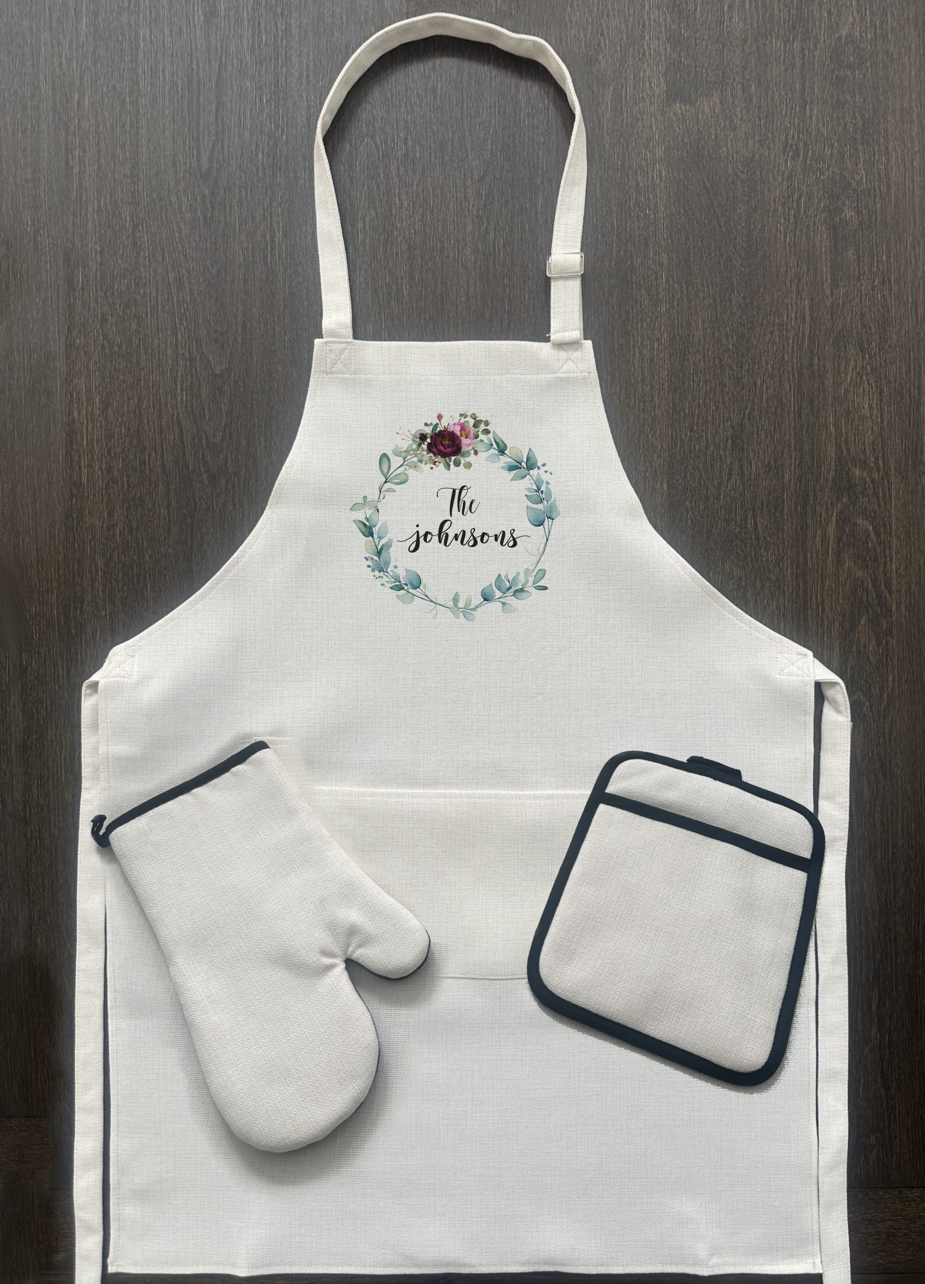 Custom wine Wreath Apron