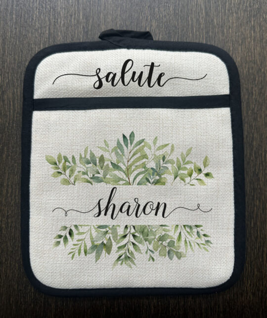 Personalized kitchen greenery Linen Pot Holder