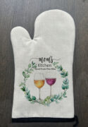 Personalized wine greenery Linen Oven Mitt