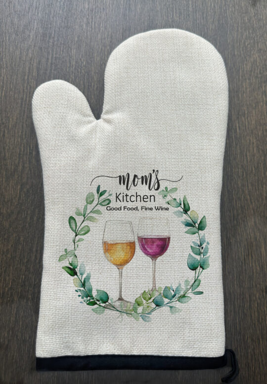 Personalized wine greenery Linen Oven Mitt