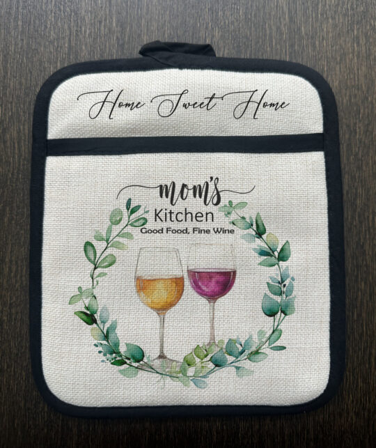 Personalized kitchen greenery wine Linen Pot Holder