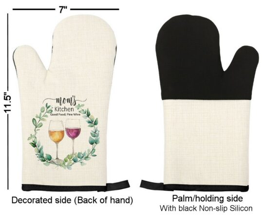 Personalized wine greenery Linen Oven Mitt