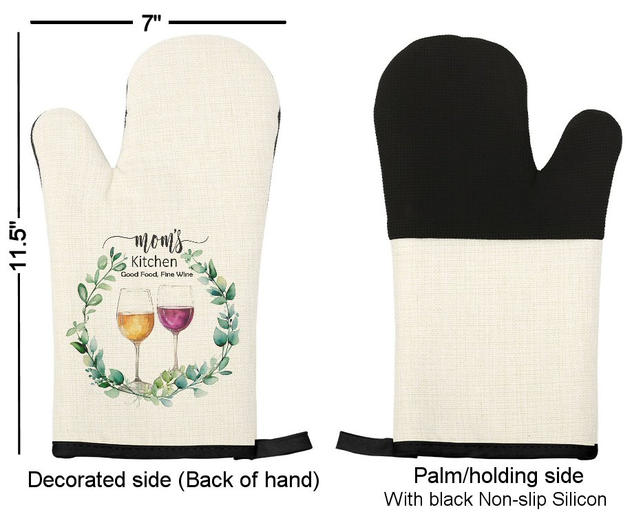 Personalized wine greenery Linen Oven Mitt
