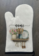 Personalized Home sweet home Linen Oven Mitt