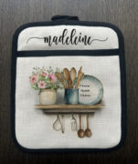 Personalized kitchen tools floral Linen Pot Holder