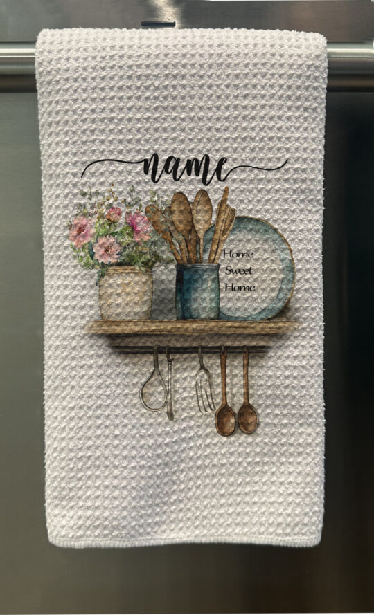 Personalized Home Sweet Home Waffle Tea Towel