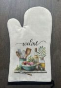 Personalized kitchen floral Linen Oven Mitt