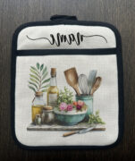 Personalized kitchen floral Linen Pot Holder