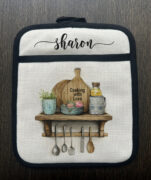 Personalized kitchen floral Linen Pot Holder