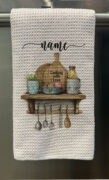 Personalized Kitchen Floral Waffle Tea Towel