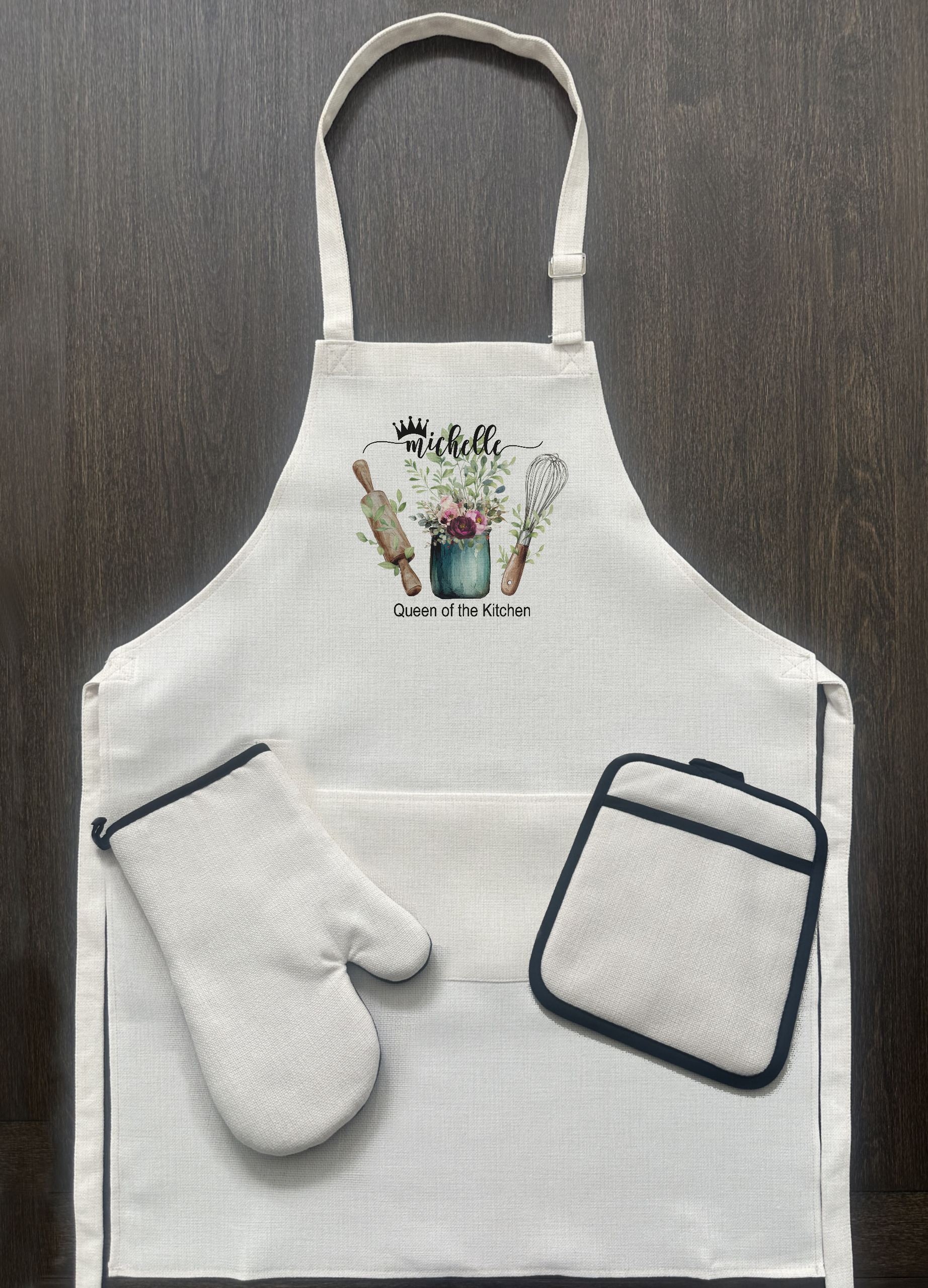 Custom floral utensils Apron