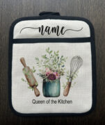 Personalized kitchen tools floral Linen Pot Holder