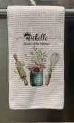 Personalized Kitchen Tools and Floral Waffle Tea Towel