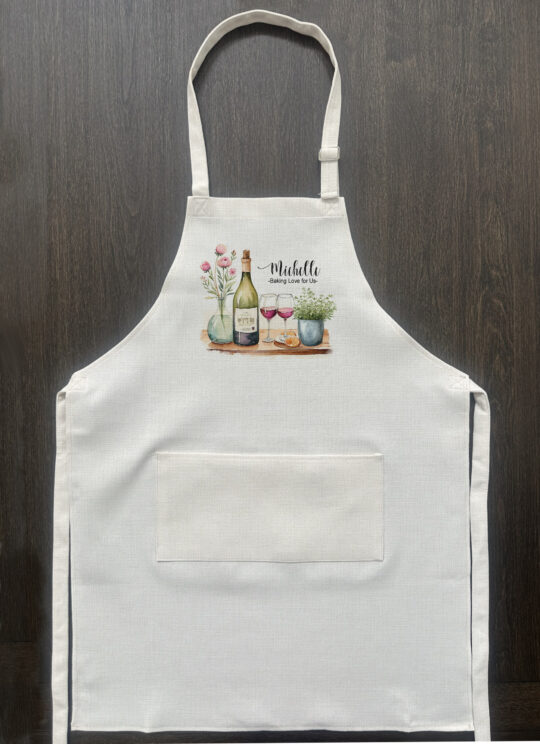 Custom wine and flowers Apron