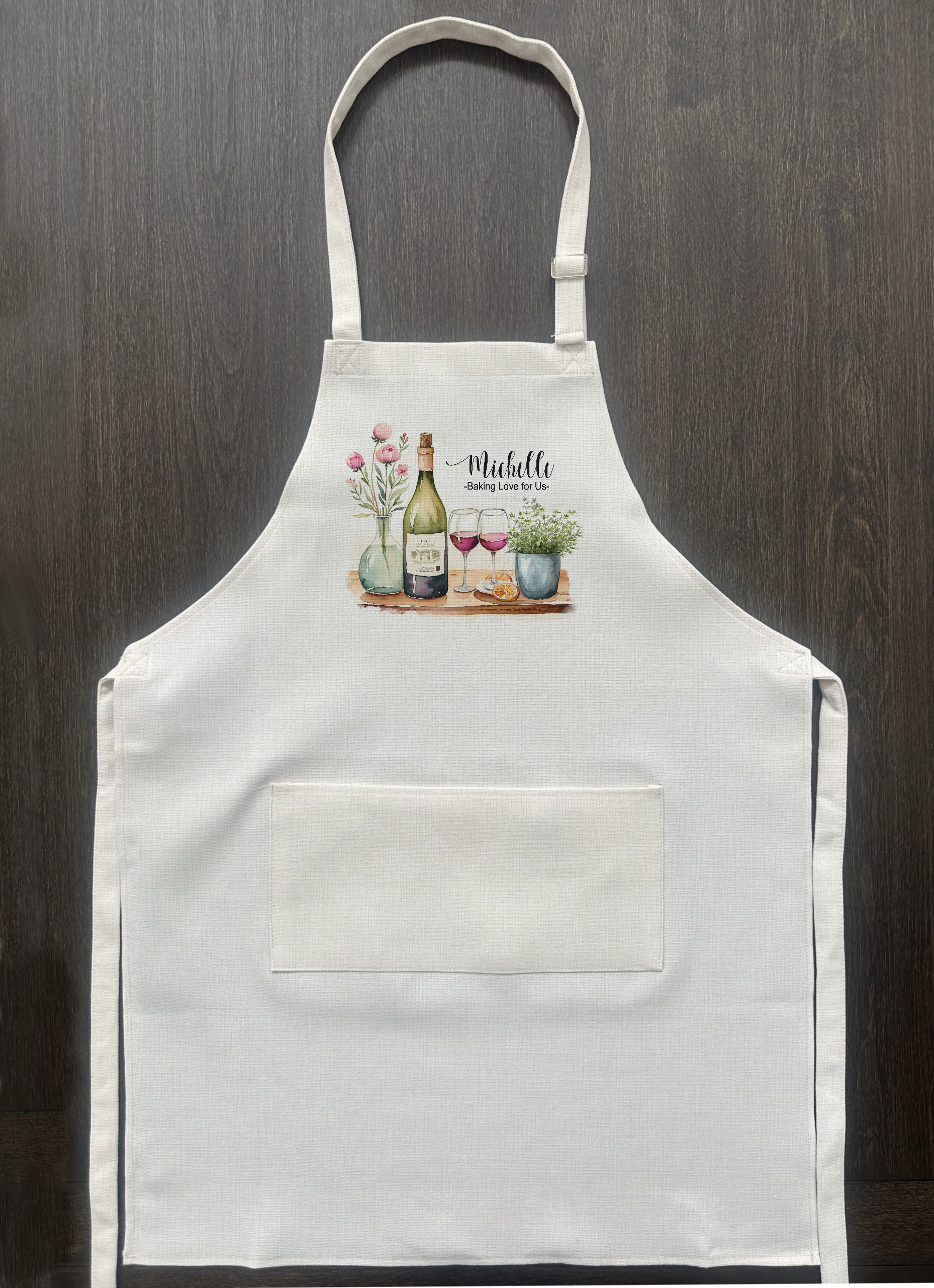 Custom wine and flowers Apron