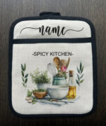 Personalized kitchen floral Linen Pot Holder