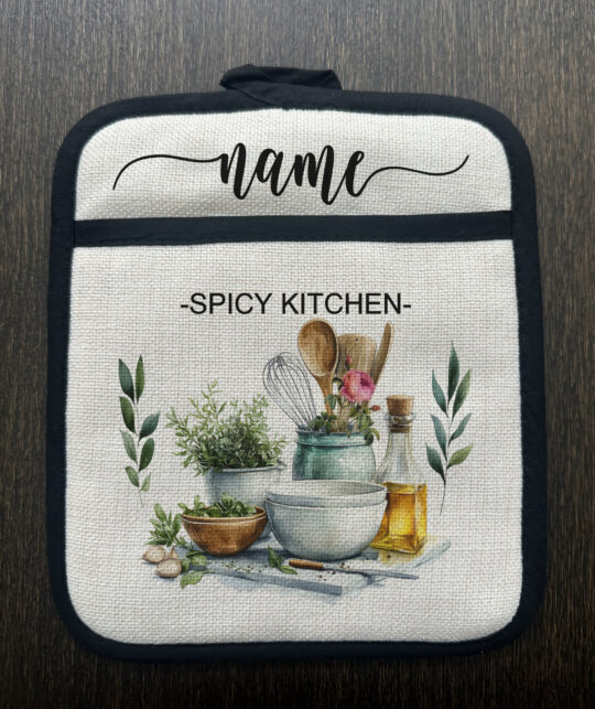 Personalized kitchen floral Linen Pot Holder