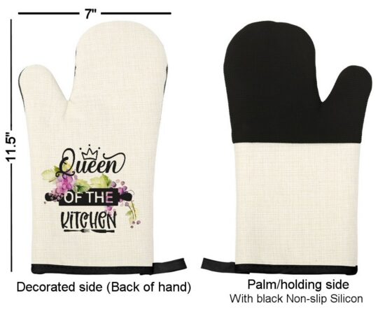 Personalized queen of the kitchen Linen Oven Mitt