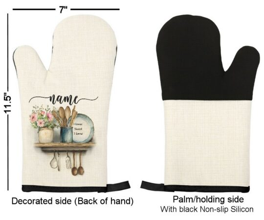 Personalized Home sweet home Linen Oven Mitt