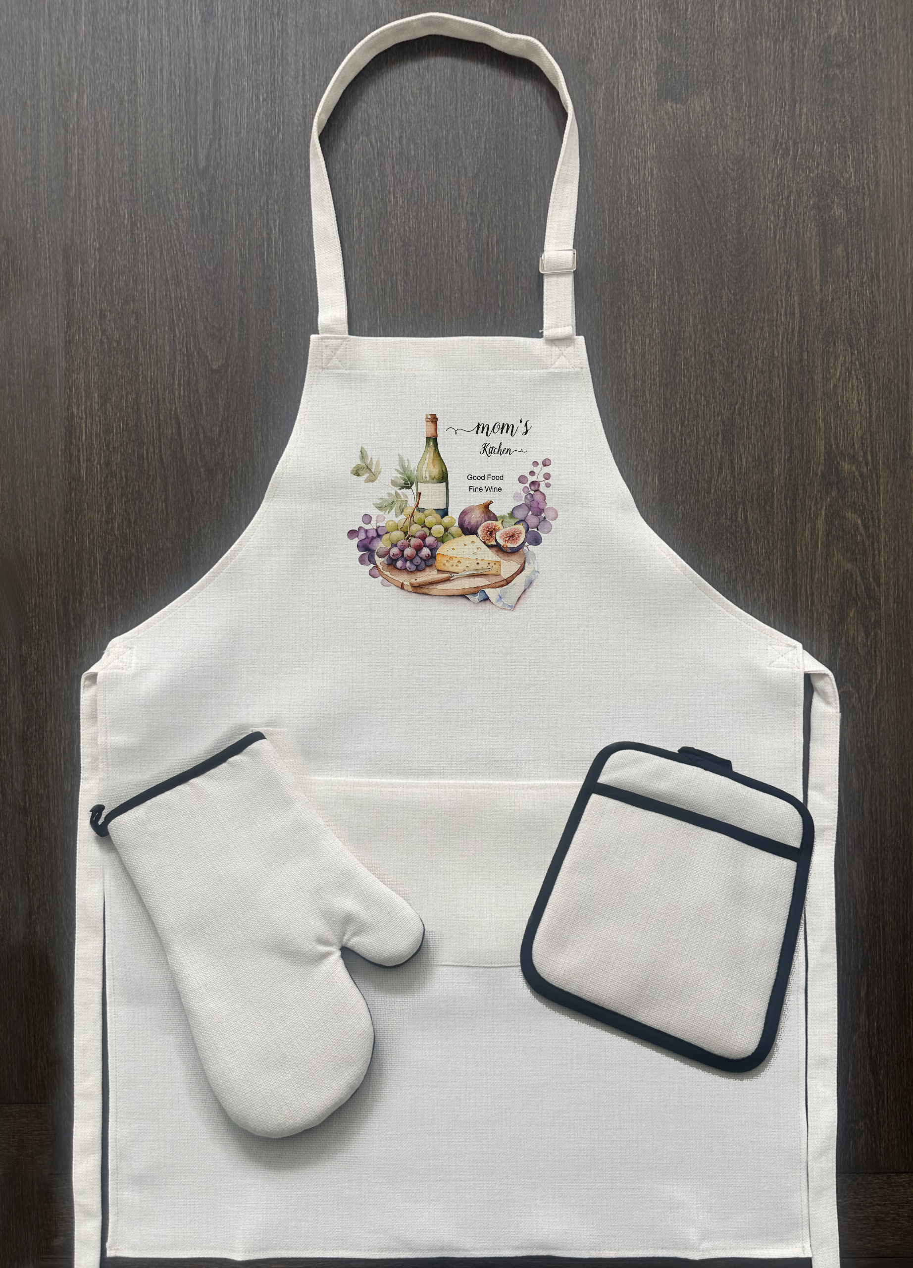 Custom wine and grapes Apron